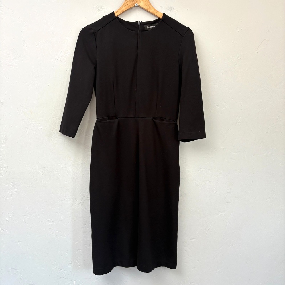Betabrand 9 to 5 Dress Women Size Small Black Pockets Ponte Knit